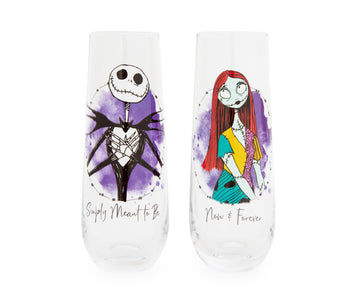 The Nightmare Before Christmas Jack and Sally Stemless Fluted Glasses § Set of 2