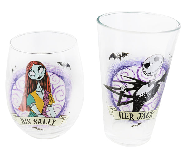 Nightmare Before Christmas Jack & Sally 2-Piece Glass Set