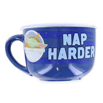 Star Wars The Child Work Hard Nap Harder 24oz Ceramic Soup Mug with Vented Lid