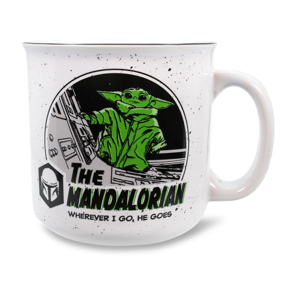 Star Wars: The Mandalorian Grogu Ceramic Camper Mug § Holds 20 Ounces