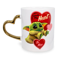 Star Wars: The Mandalorian Grogu Heart-Shaped Handle Ceramic Mug § 14 Ounces