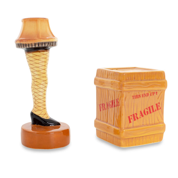 A Christmas Story Leg Lamp and Crate Ceramic Salt and Pepper Shakers § Set of 2