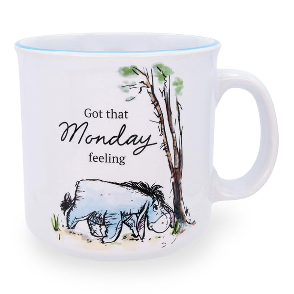 Disney Winnie the Pooh Eeyore "Monday Feeling" Ceramic Camper Mug § 20 Ounces