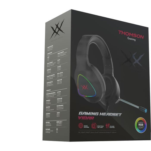 THOMSON - Roxxor Casque Gaming Vidar avec Micro Réglable Anti Bruit RGB pour PS4/PS5/XBOX/PC/Mac