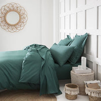 TODAY Drap housse 100% coton - 140 x 190 cm - Vert émeraude TODAY