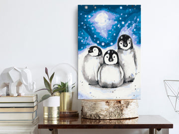 DIY canvas painting - Three Penguins