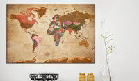 Decorative Pinboard - World Map: Brown Elegance [Cork Map]