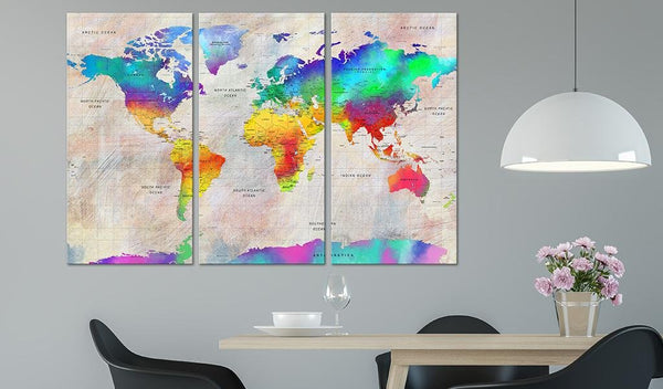 Canvas Print - World Map: Rainbow Gradient