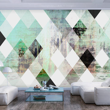 Self-adhesive Wallpaper - Rhombic Chessboard (Green)