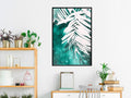 Poster - White Palm on Teal Background