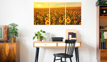 Canvas Print - Sunflowers at Sunset (3 Parts)