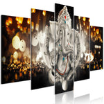 Canvas Print - Buddha's Philosophy (5 Parts) Silver Wide