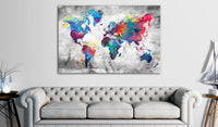 Decorative Pinboard - World Map: Grey Style [Cork Map]