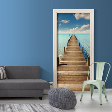 Photo wallpaper on the door - Turquoise Harbour