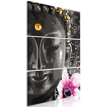 Canvas Print - Buddha and Flower (3 Parts) Vertical