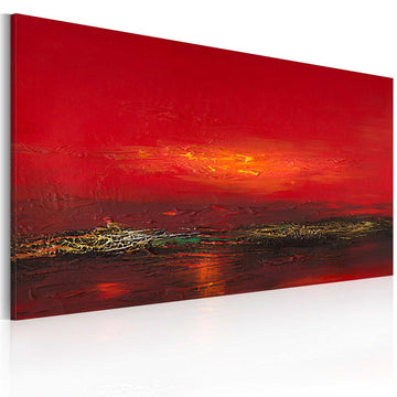 Handmade painting - Red sunset over the sea
