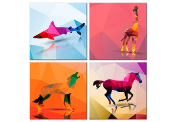 Canvas Print - Geometric Animals (4 Parts)