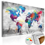 Decorative Pinboard - World Map: Grey Style [Cork Map]