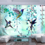 Self-adhesive Wallpaper - Flying Hummingbirds (Green)