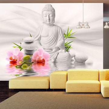 Self-adhesive Wallpaper - Buddha and two orchids