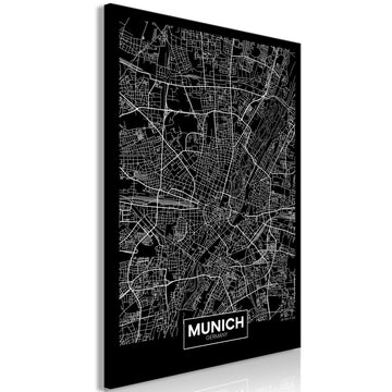 Canvas Print - Dark Map of Munich (1 Part) Vertical