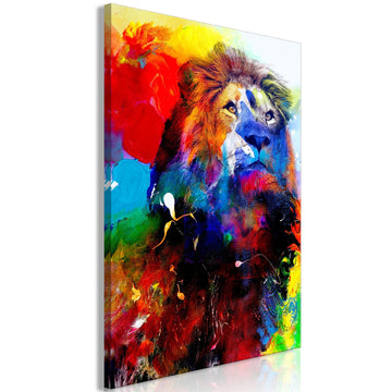 Canvas Print - Lion and Watercolours (1 Part) Vertical