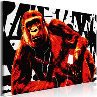 Canvas Print - Pop Art Monkey (1 Part) Narrow Red