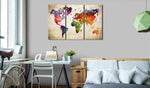 Canvas Print - The World's Map in Watercolor