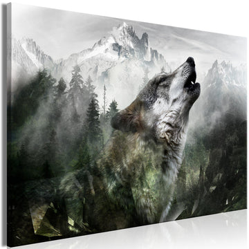 Canvas Print - Howling Wolf (1 Part) Wide
