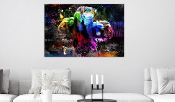 Canvas Print - Colorful Elephants 1 Part Wide