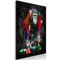 Canvas Print - Colourful Animals: Chimpanzee (1 Part) Vertical