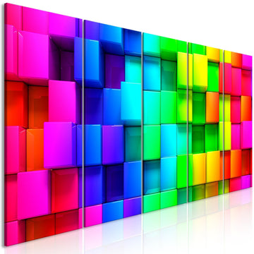 Canvas Print - Colourful Cubes (5 Parts) Narrow