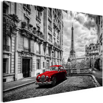 Canvas Print - Car in Paris (1 Part) Red Wide