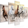 Canvas Print - Flock of Horses (5 Parts) Wide