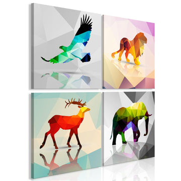 Canvas Print - Colourful Animals (4 Parts)