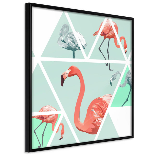 Poster - Tropical Mosaic with Flamingos (Square)