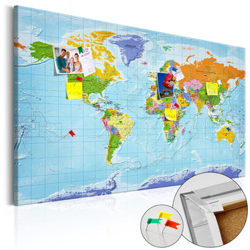 Decorative Pinboard - World Map: Countries Flags [Cork Map]