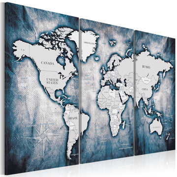 Canvas Print - World Map: Ink Triptych