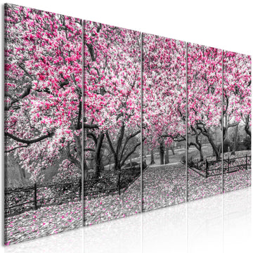 Canvas Print - Magnolia Park (5 Parts) Narrow Pink