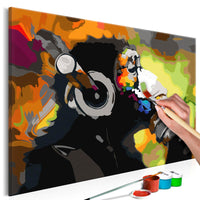 DIY canvas painting - Monkey In Headphones (Multi Colour)