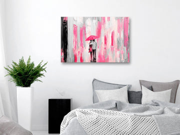 Canvas Print - Umbrella in Love (1 Part) Wide Pink