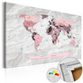 Decorative Pinboard - Pink Continents [Cork Map]