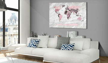 Decorative Pinboard - Pink Continents [Cork Map]