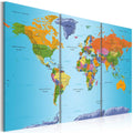 Canvas Print - World Map: Colourful Note