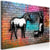 Canvas Print - Washing Zebra - Colourful Brick (1 Part) Wide