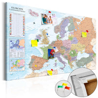 Decorative Pinboard - World Maps: Europe [Cork Map]