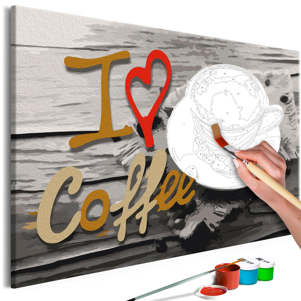 DIY canvas painting - I Love Coffee