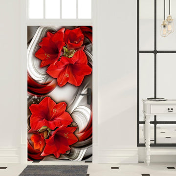 Photo wallpaper on the door - Photo wallpaper - Abstraction and red flowers I