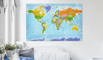 Decorative Pinboard - World Map: Countries Flags [Cork Map]
