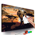 DIY canvas painting - Elephant in Africa (Brown Colours)